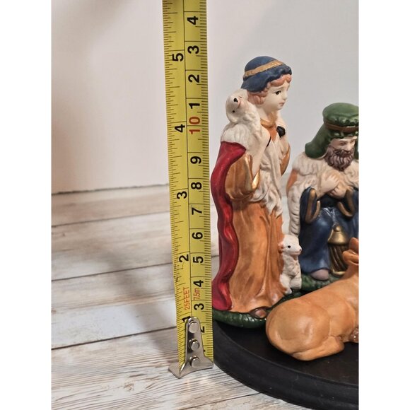 Vintage Kirklands Ceramic 4 Nativity Set 10 Figurines‎ And 1 Base Christmas - Picture 6 of 7